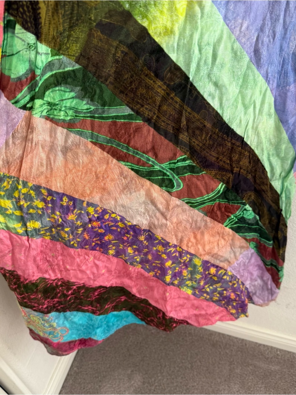 Nasty gal patchwork print satin midi maxi skirt boho size 4 hippie Gypsy - Picture 4 of 7